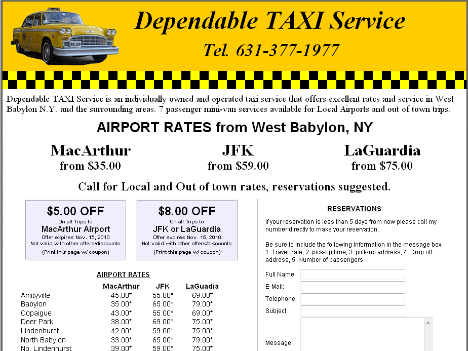 Taxi Service Website