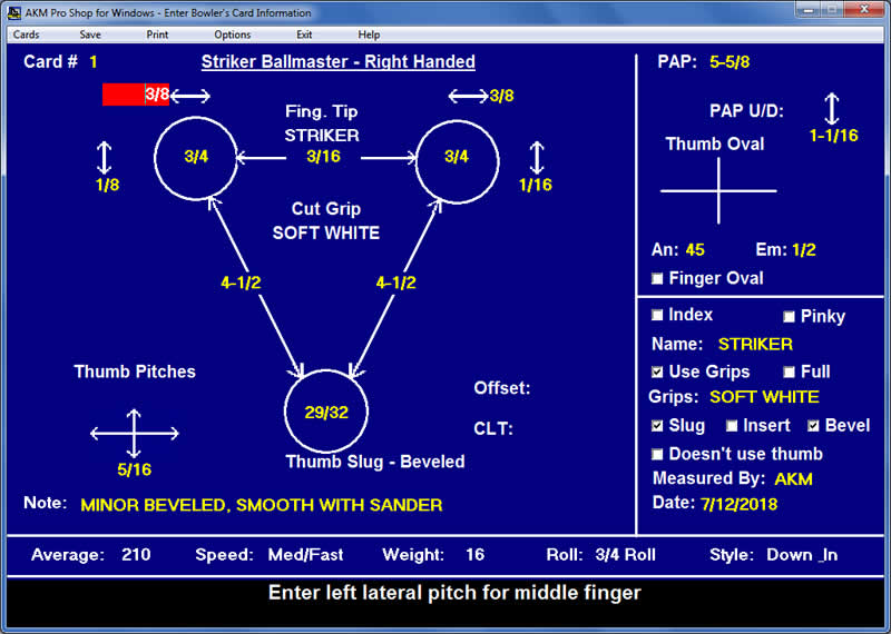 Oval Thumb Drilling Chart