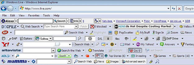 An slow messy browser toolbar
