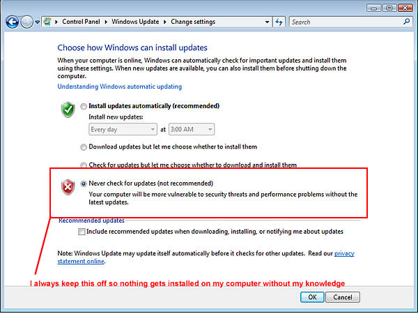 Downside of Microsoft Automatic Windows Update