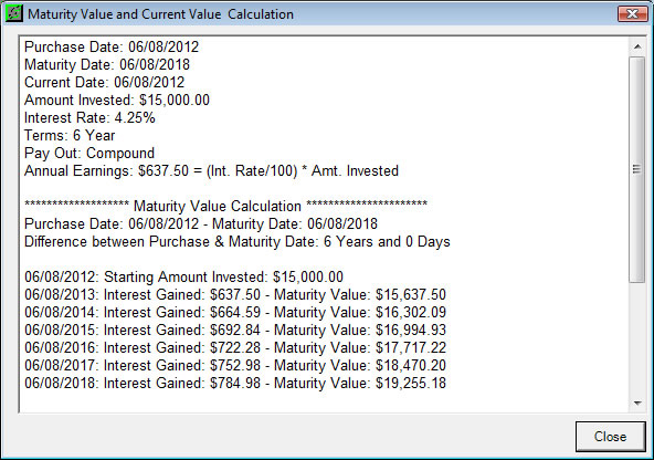 Detailed Calculation Screen