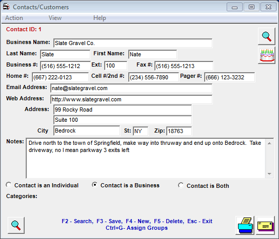 Add/Modify Contact Screen