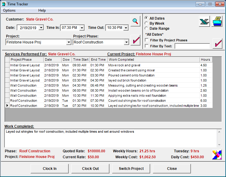 Time Tracker Screen