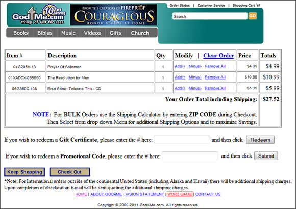 Online Custom Shopping Cart for Book Store