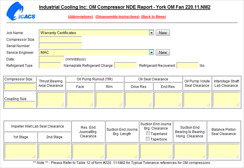 Turbine Specification Reports