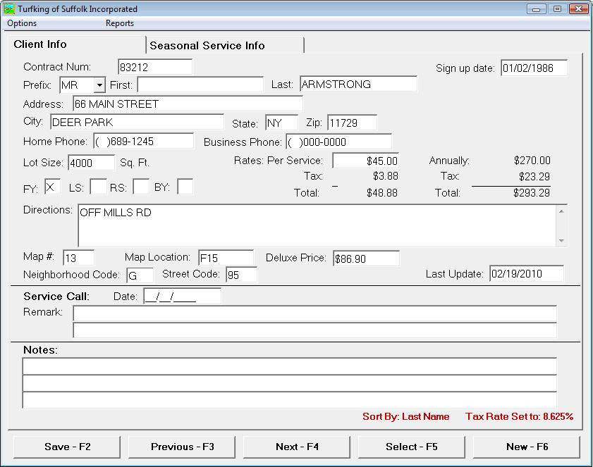 Lawn Maintenance Customer Software
